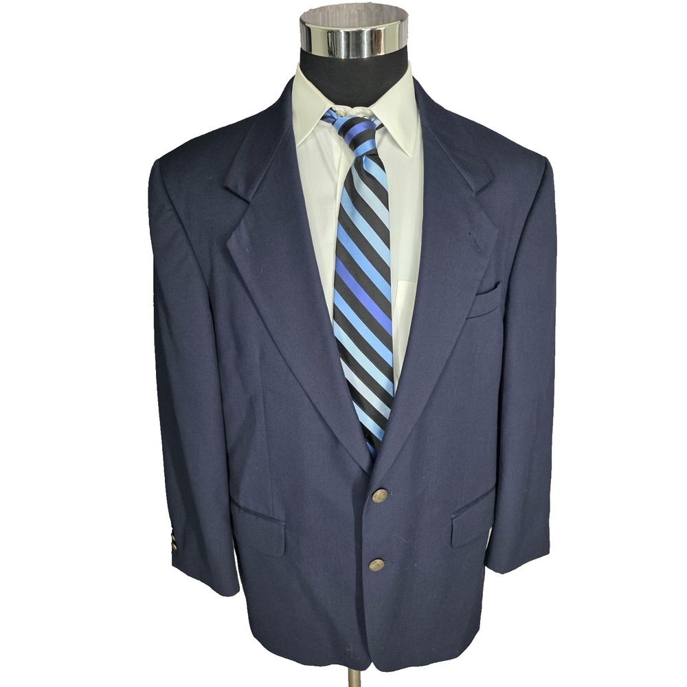 Oscar De La Renta Sports Coat Mens 43R Blue Blazer Jacket 2 Gold Buttons Wool